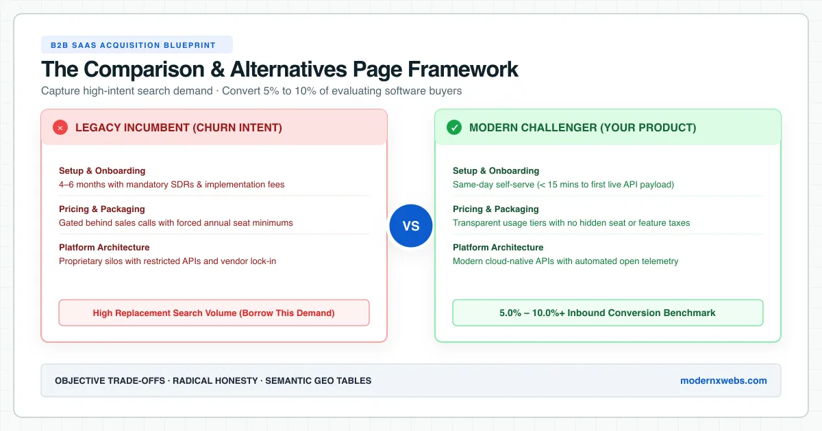 Evaluation matrix architecture and framework for a high-converting B2B SaaS comparison page