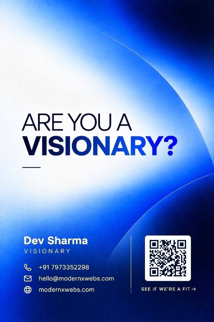 Dev Sharma — Are You A Visionary? — Modern X Webs Business Card